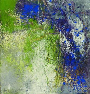 BJA-W900 Oil and Cold Wax Painting, Blue & Green